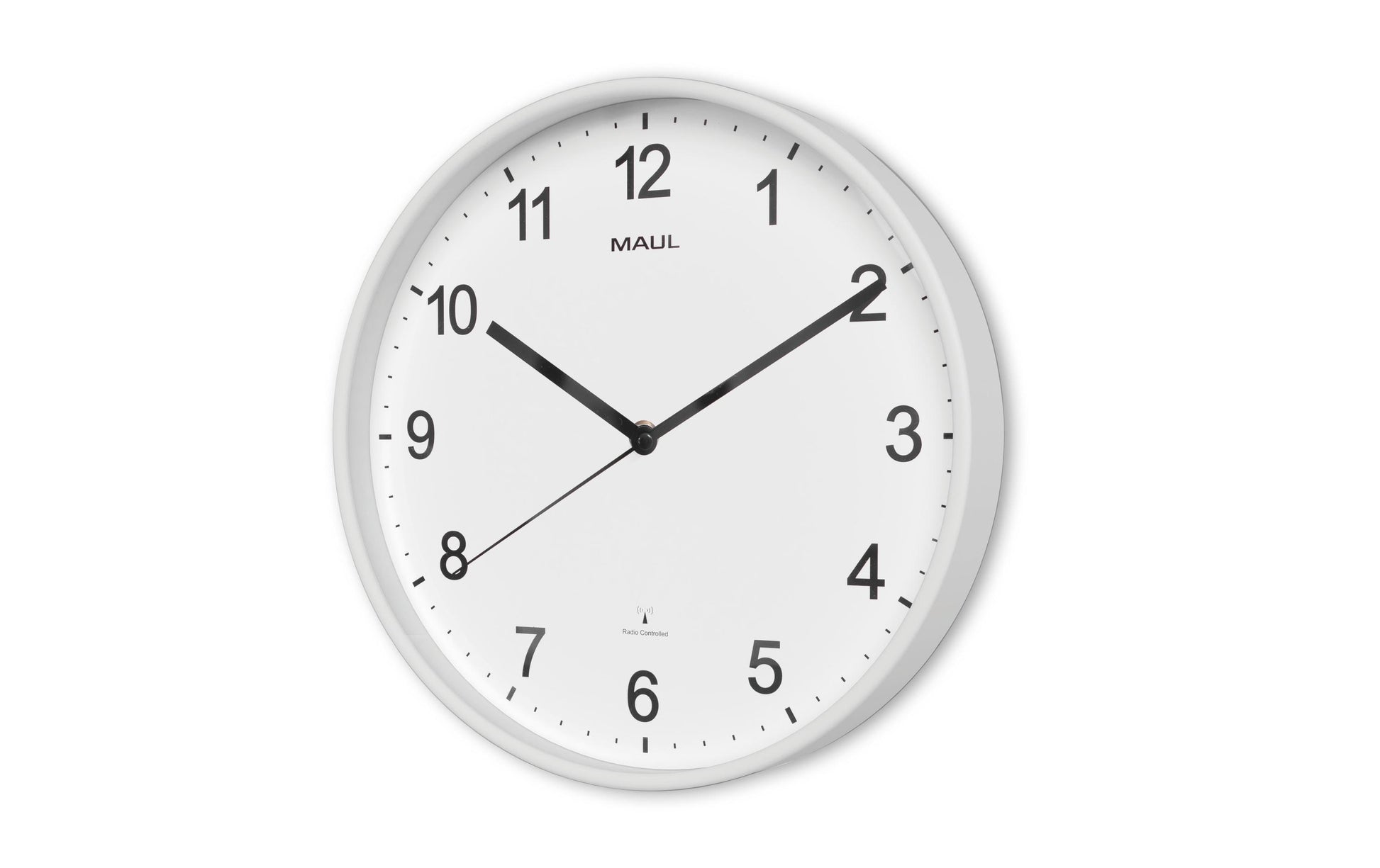 MAUL Wanduhr – Funk, analog, Ø 30 cm, weiss, Kunststoff/Glas