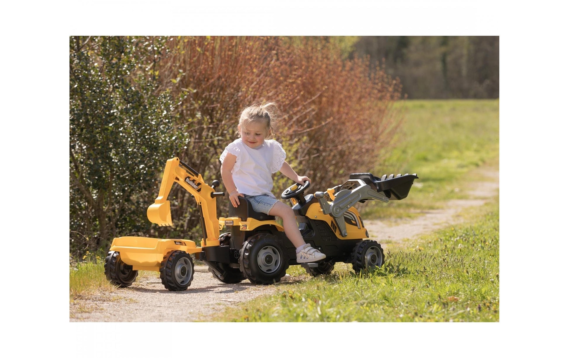Smoby Traktor – mit Frontlader, Anhänger – 44,0 × 66,0 × 182,0 cm – ab 3 J. – Kunststoff – schwarz/gelb