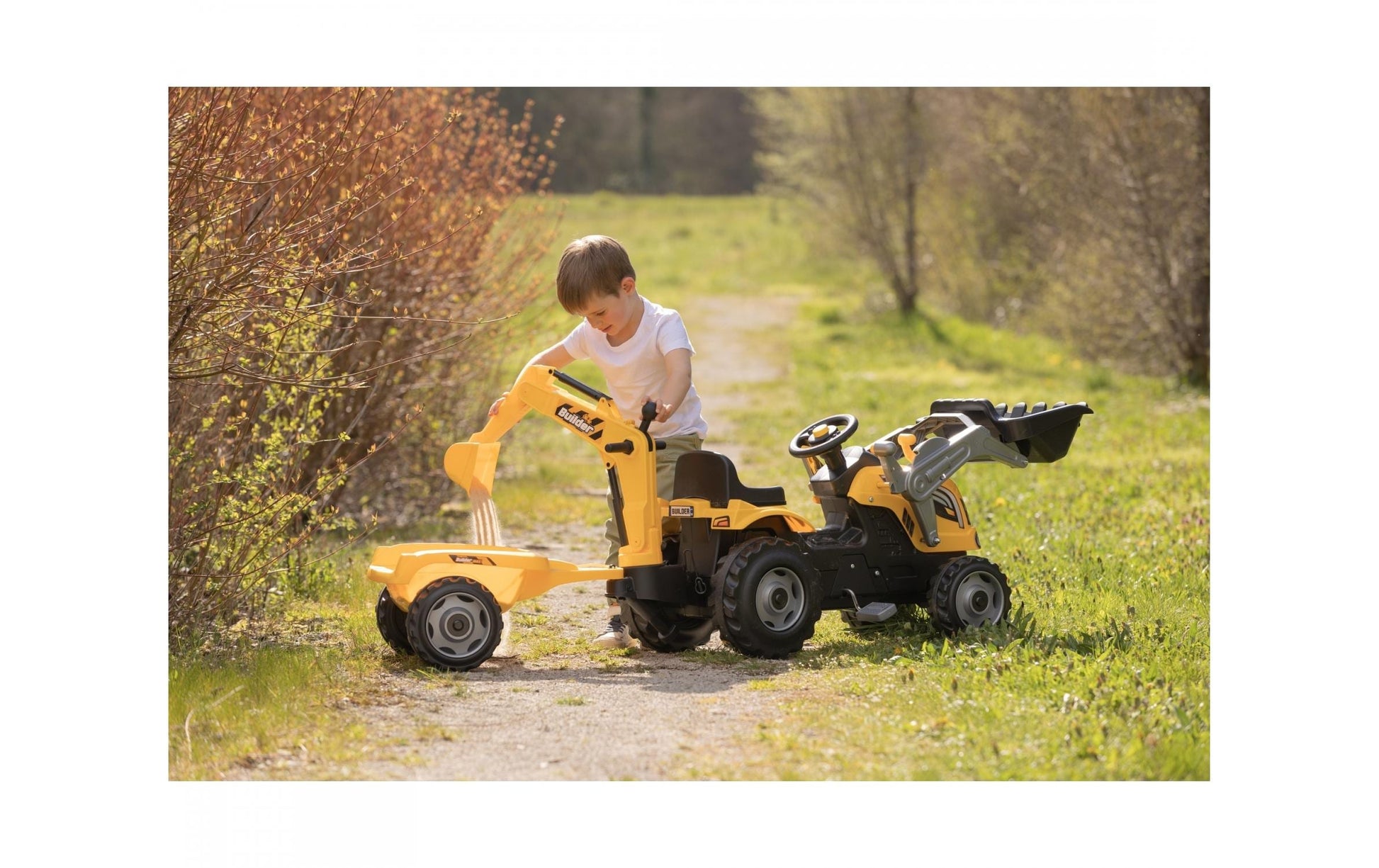 Smoby Traktor – mit Frontlader, Anhänger – 44,0 × 66,0 × 182,0 cm – ab 3 J. – Kunststoff – schwarz/gelb