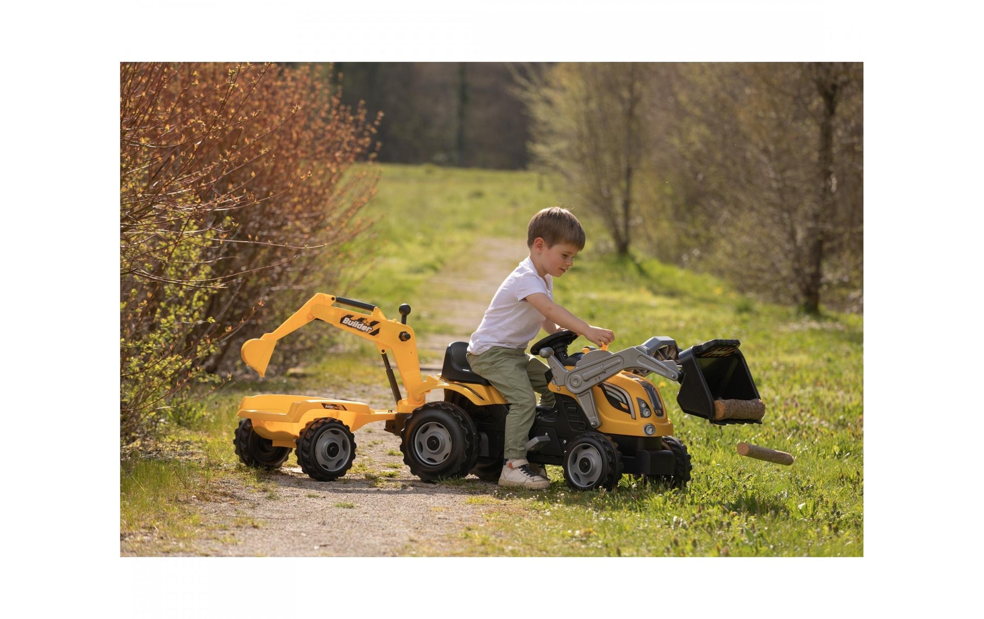 Smoby Traktor – mit Frontlader, Anhänger – 44,0 × 66,0 × 182,0 cm – ab 3 J. – Kunststoff – schwarz/gelb
