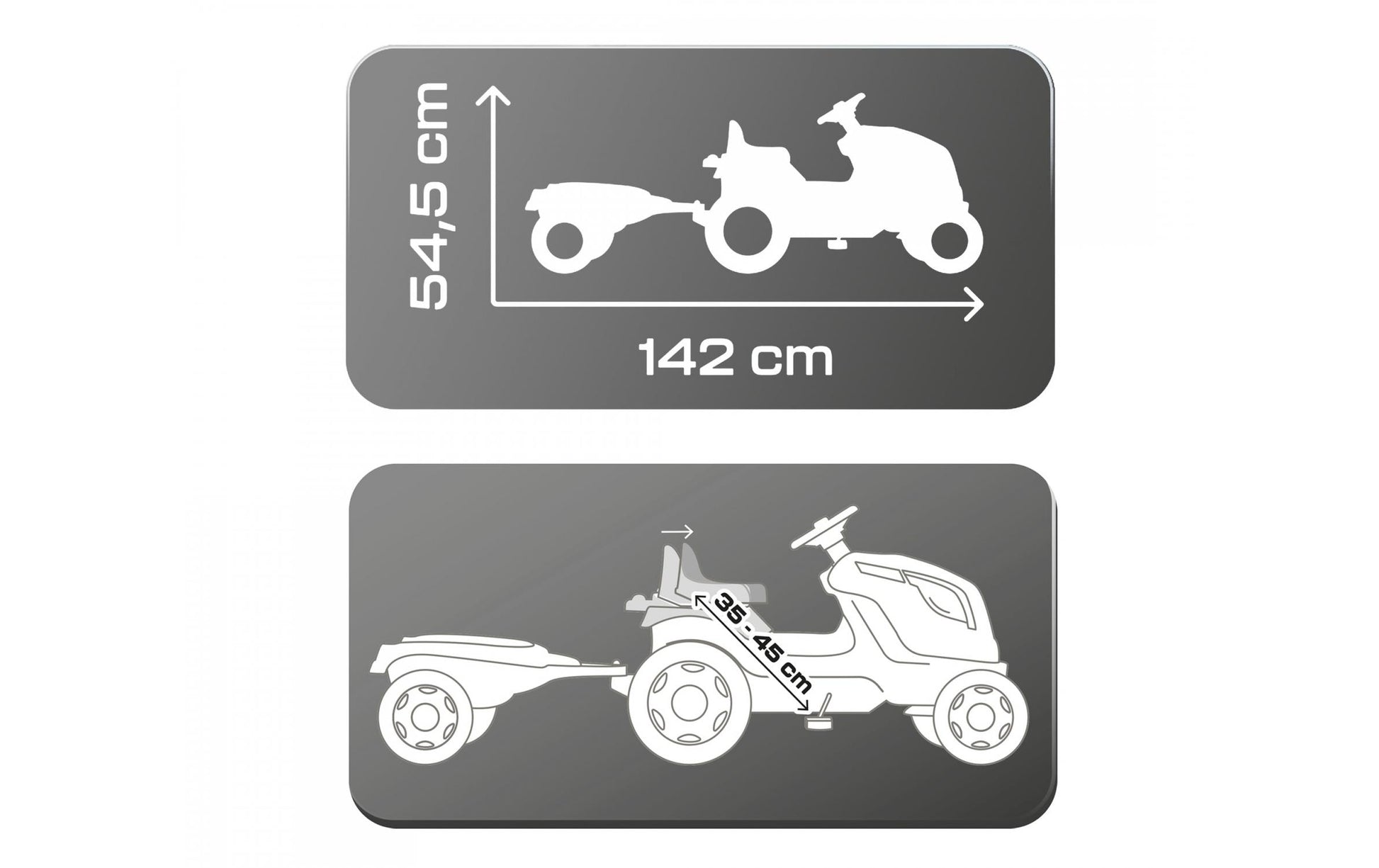 Smoby Traktor – inkl. Anhänger – 44 × 54,5 × 142 cm – ab 3 Jahren – Kunststoff, schwarz/grau