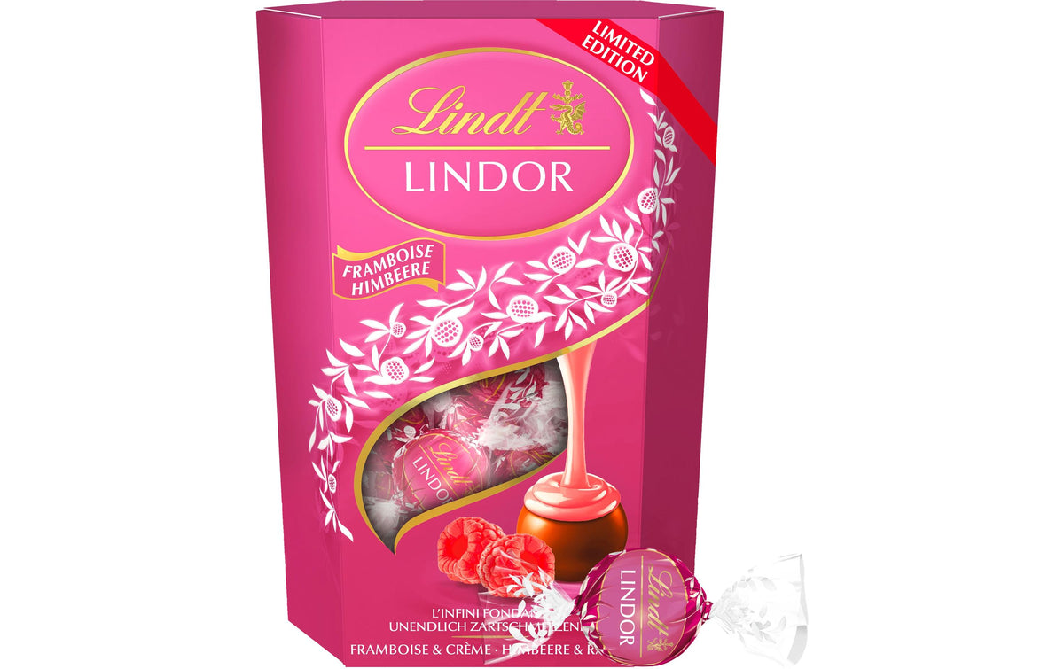 Lindt LINDOR Kugeln – Himbeere & Rahm – 200 g