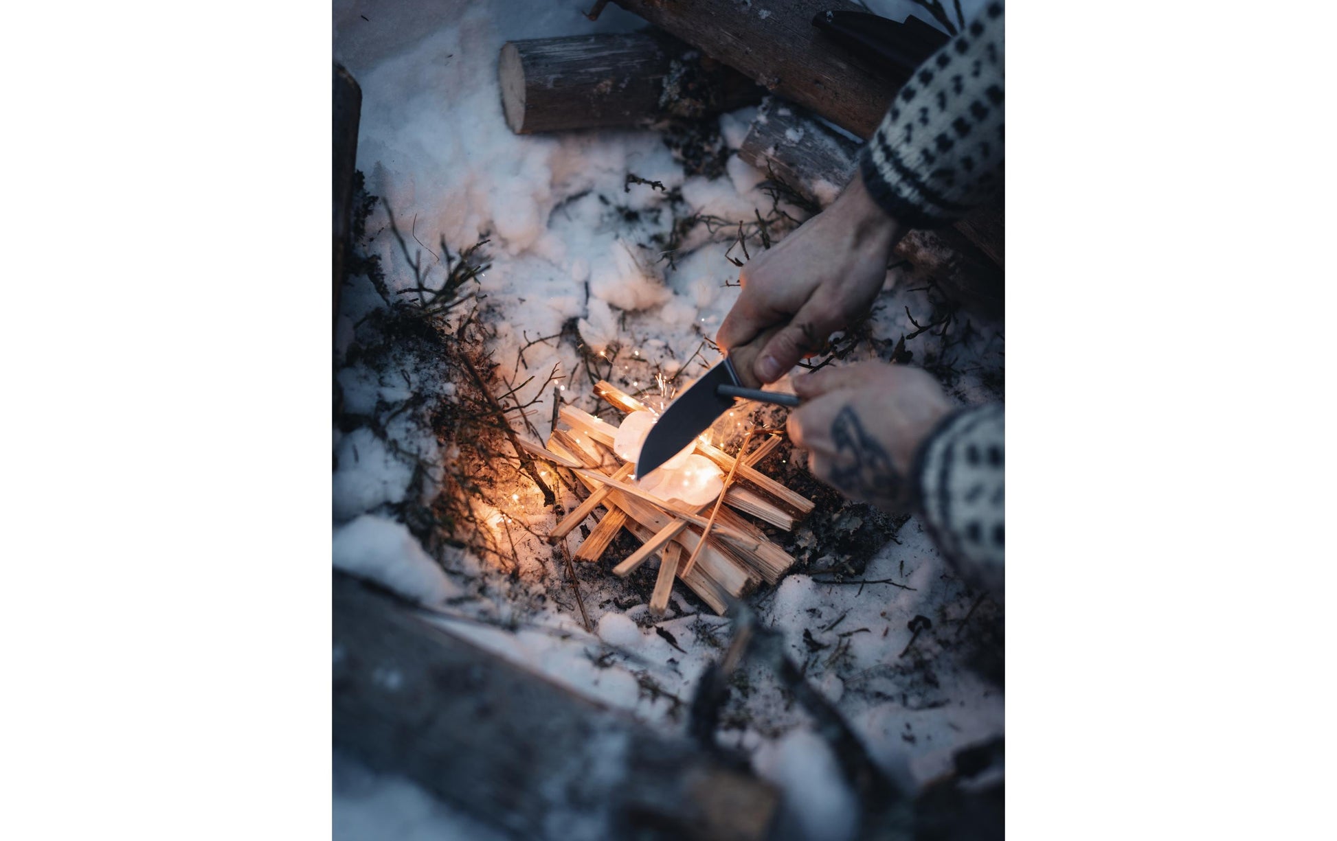 Øyo FEMUNDEN – Outdoormesser 100 mm, Olivenholzgriff, mit Lederscheide