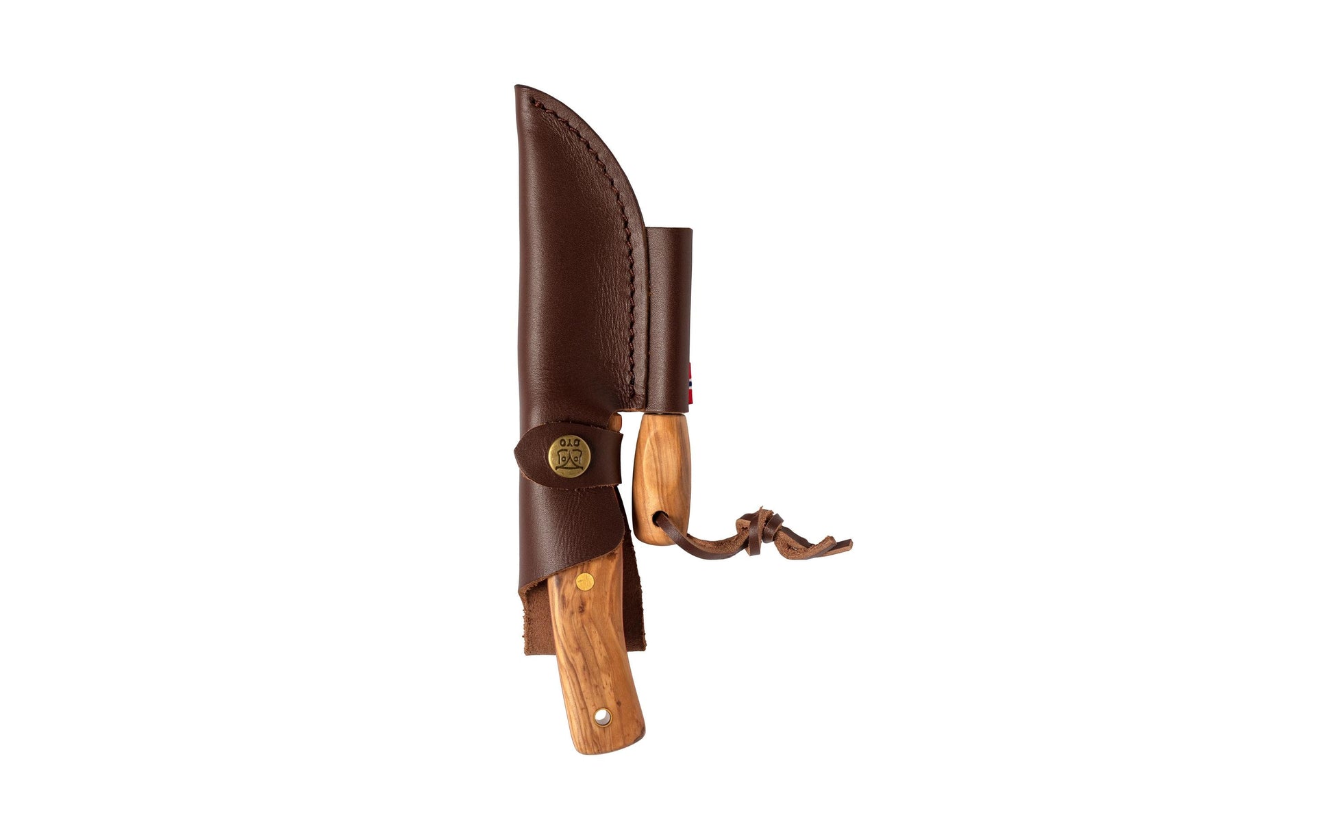 Øyo FEMUNDEN – Outdoormesser 100 mm, Olivenholzgriff, mit Lederscheide