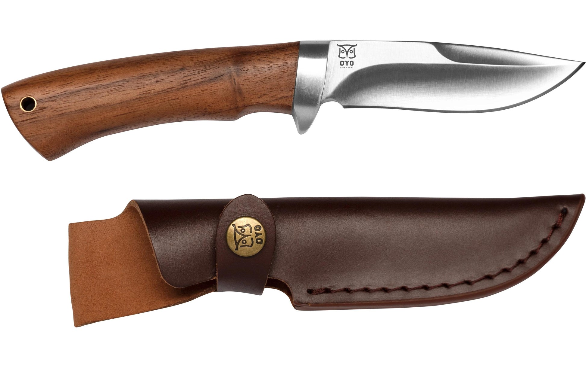 Øyo HALLINGSKARVET – Klappmesser/Outdoormesser 100 mm, Ledergriff, inkl. Lederscheide, Braun