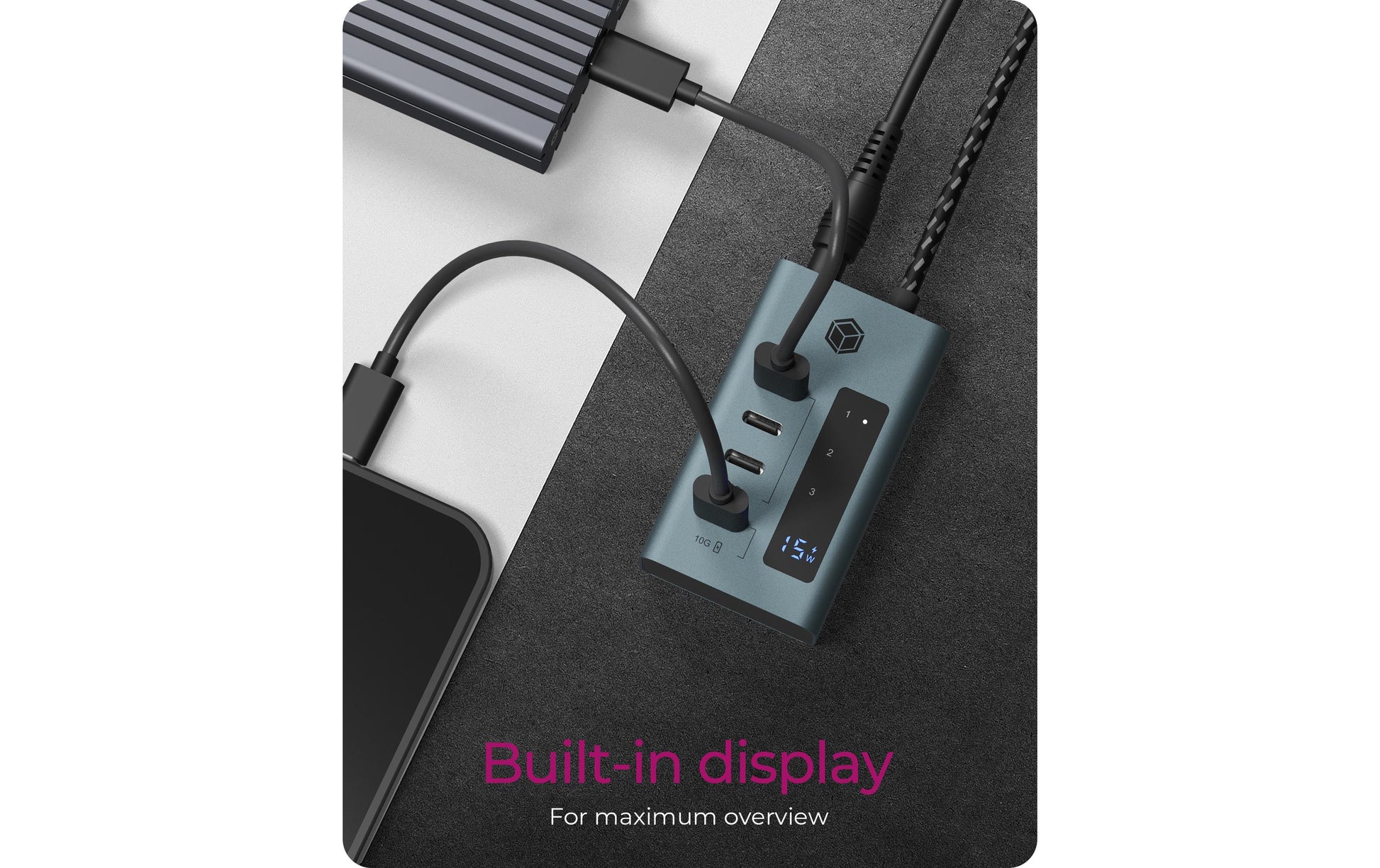 ICY BOX IB-HUB1454-C31 USB-Hub – USB-C, 4× USB-C 10 Gbit/s, 20 W PD, für Windows/Mac