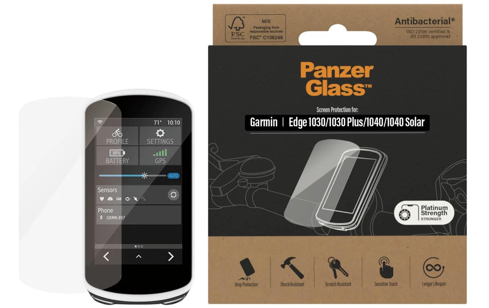PanzerGlass Displayschutzfolie – für Garmin Edge, Garmin Edge 1030, Transparent
