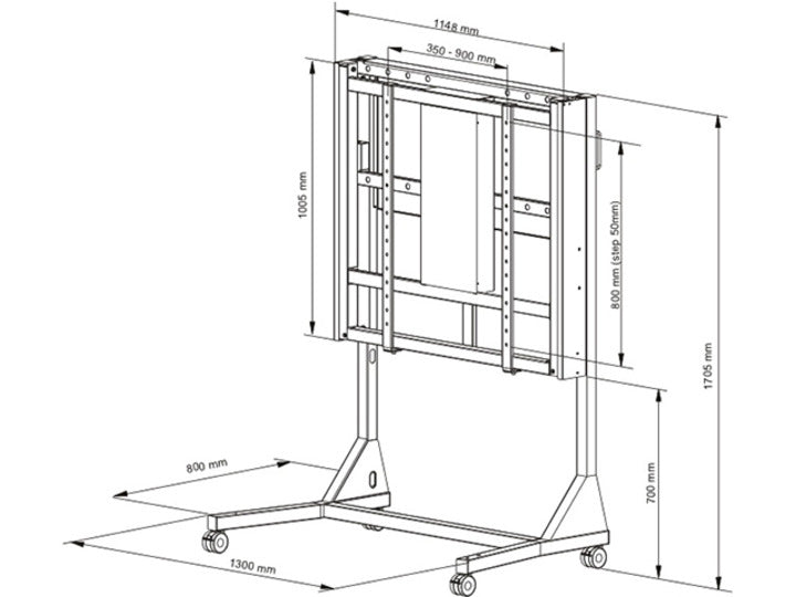 Multibrackets Motorisierter Trolley für 48", VESA 800×800, bis 160 kg, weiss