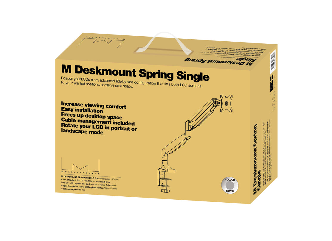 Multibrackets Spring 3255 – Tischhalterung, Tischklemme, bis 27", VESA 75 × 75/100 × 100 mm, 9 kg, silber