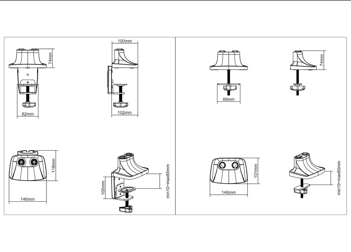 Multibrackets Duo 3286 – Monitorarm, Dual, Standfuss, bis 27", VESA 75 × 75 mm, 9 kg, drehbar, schwarz