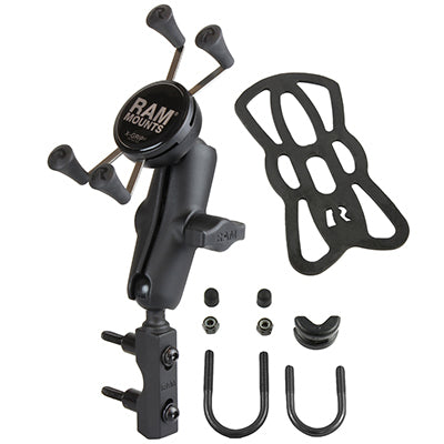 RAM Mounts Lenkerhalterung, X-Grip mit U-Bolt-Set, für Geräte 4,76–8,26 cm – Schwarz, Aluminium/Komposite