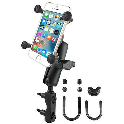 RAM Mounts Lenkerhalterung, X-Grip mit U-Bolt-Set, für Geräte 4,76–8,26 cm – Schwarz, Aluminium/Komposite