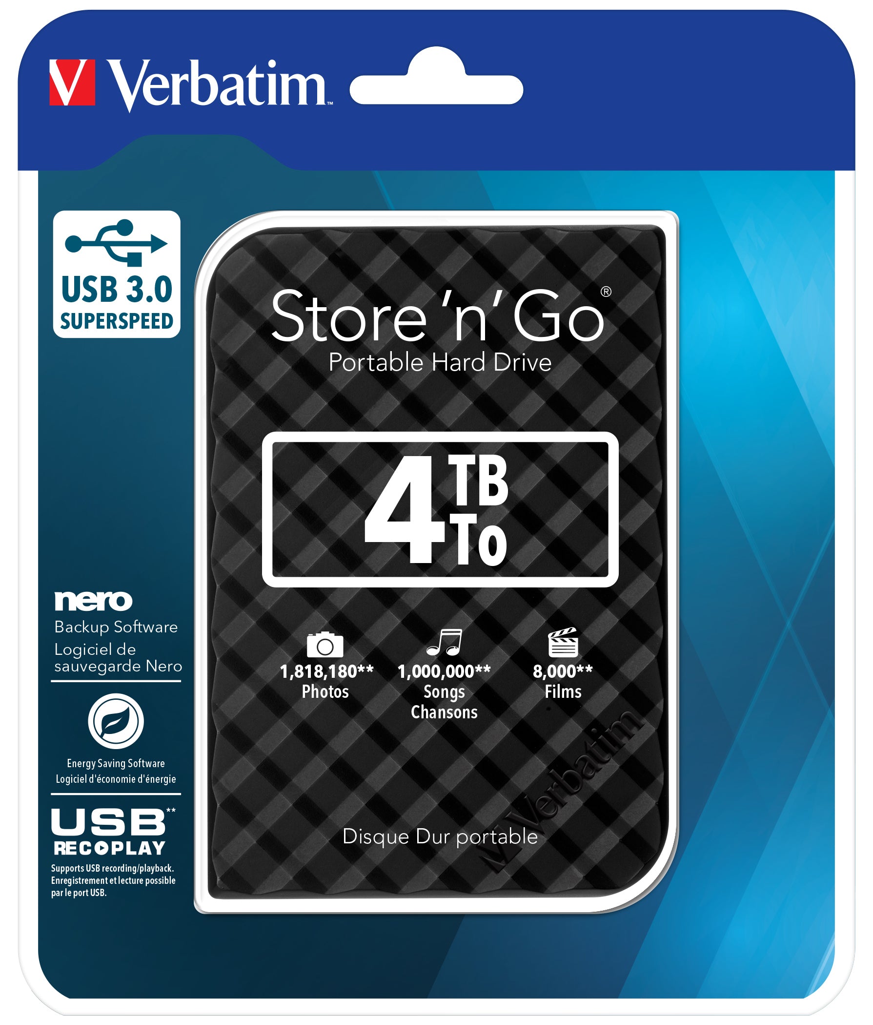 Verbatim Store 'n' Go Speichergerät – 4 TB, USB 3.0, 2,5"