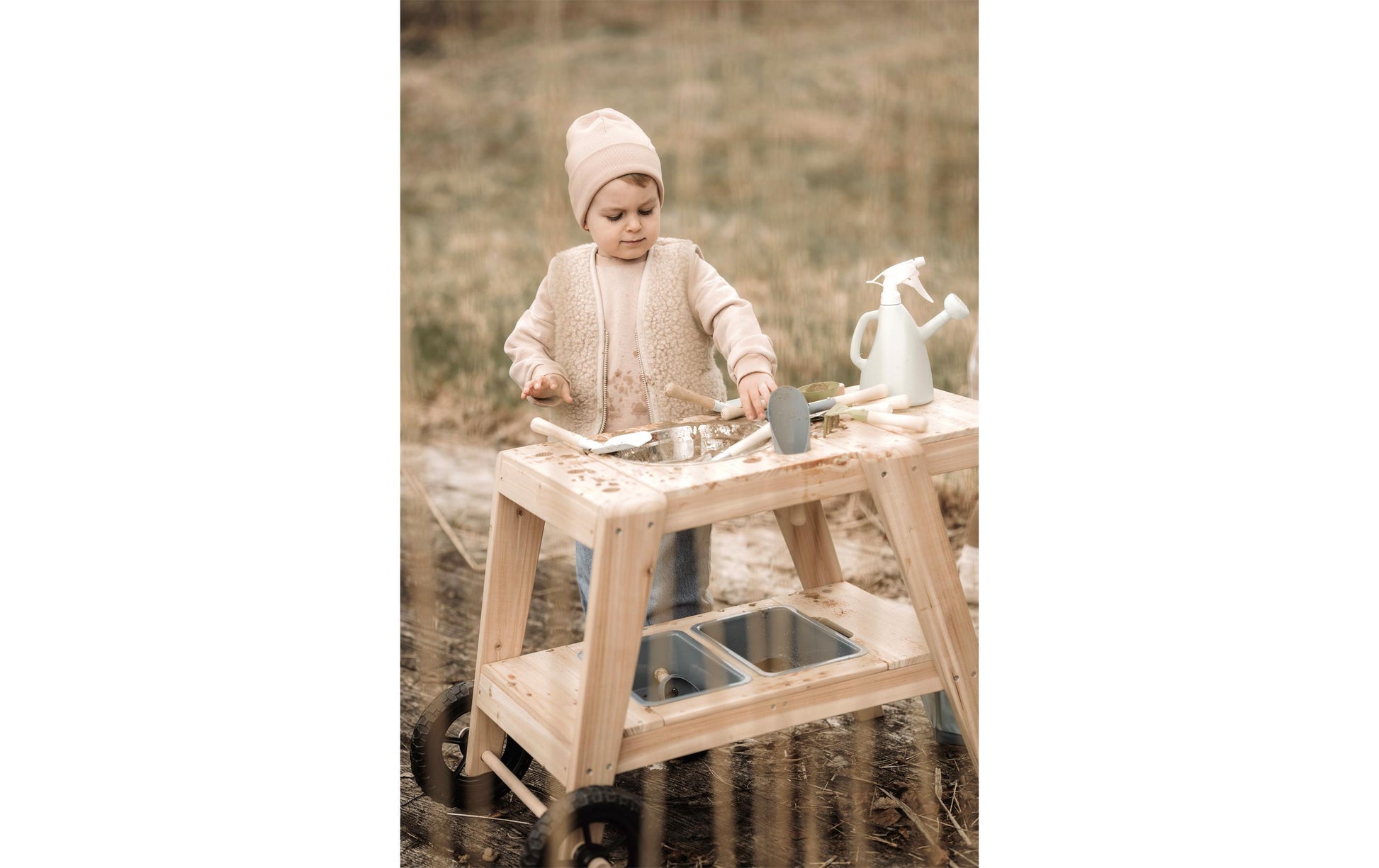 Small foot Kompakte Matschküche – 88,0 × 58,0 × 56,0 cm – ab 3 Jahren – Holz, holzfarben