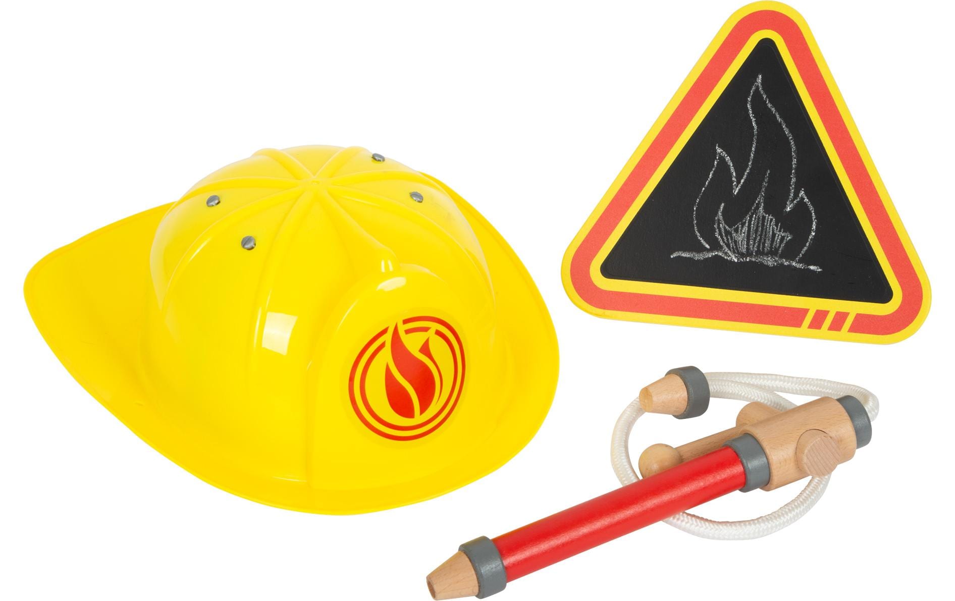 Small foot Feuerwehrrucksack – 25,0 × 26,0 × 10,0 cm – gelb/rot – ab 3 J. – Stoff, Kunststoff, Holz