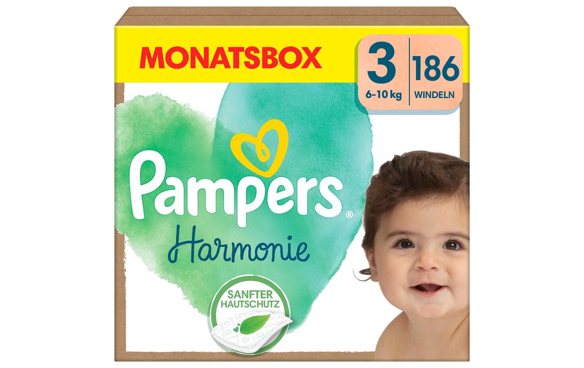 Pampers Windeln Harmonie Midi – Grösse 3 (6–10 kg) – 186 Stk