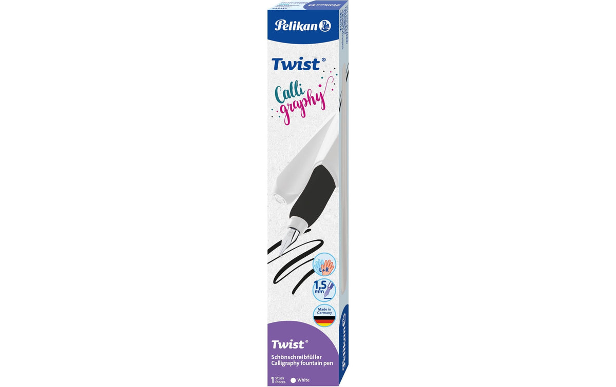Pelikan Twist – Kalligrafie-Füller – 1,5 mm – weiss – Edelstahl