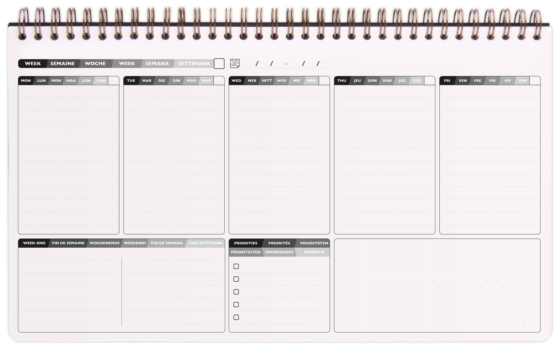 Clairefontaine AgeBag – Wochenplaner ohne Jahr, 15 Monate, 29,7 × 17,0 cm, Hardcover, Spiralbindung, Braun