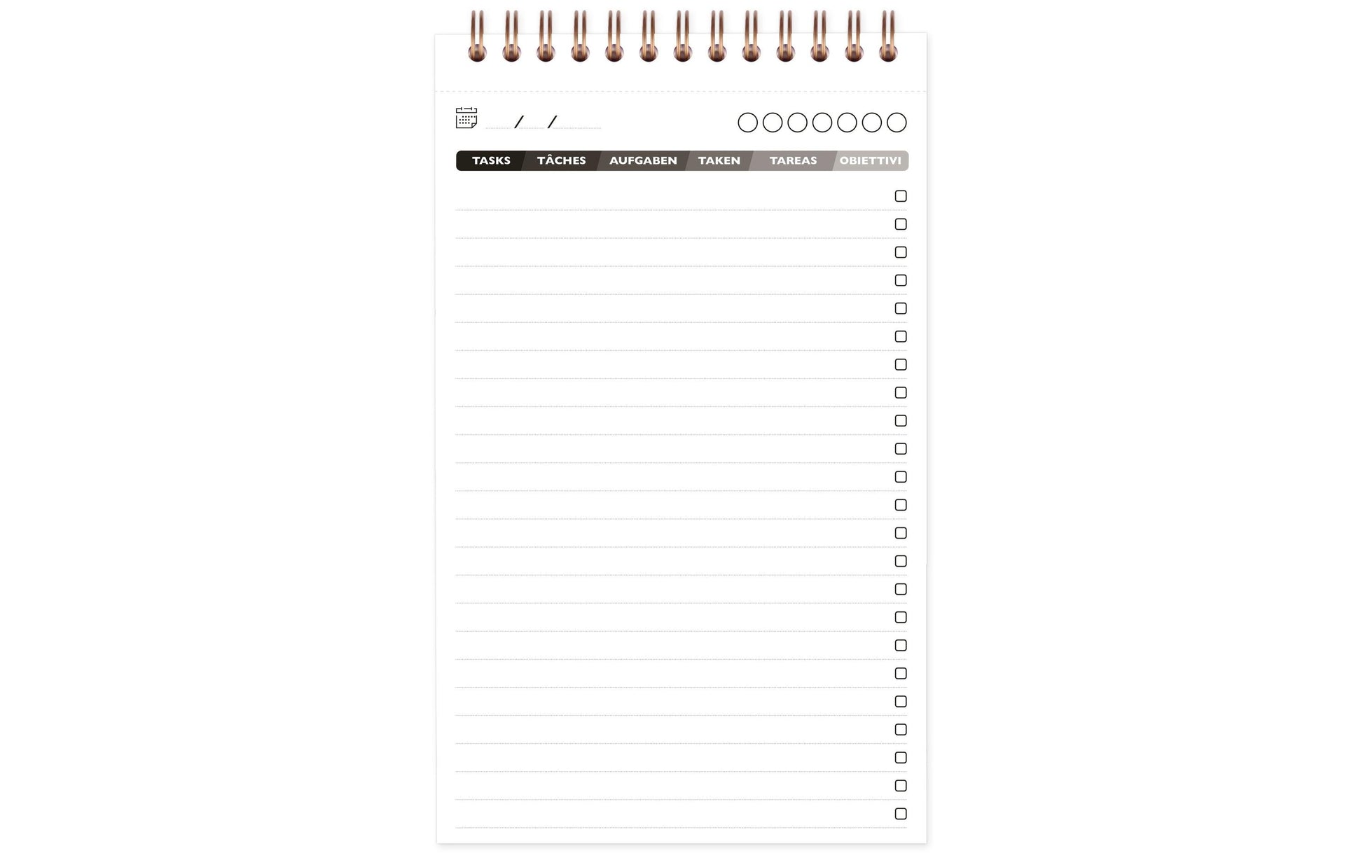 Clairefontaine TaskManager AgeBag – Planer ohne Jahr, 12 Monate, 12,0 × 18,0 cm, Hardcover, Gummiband, Braun