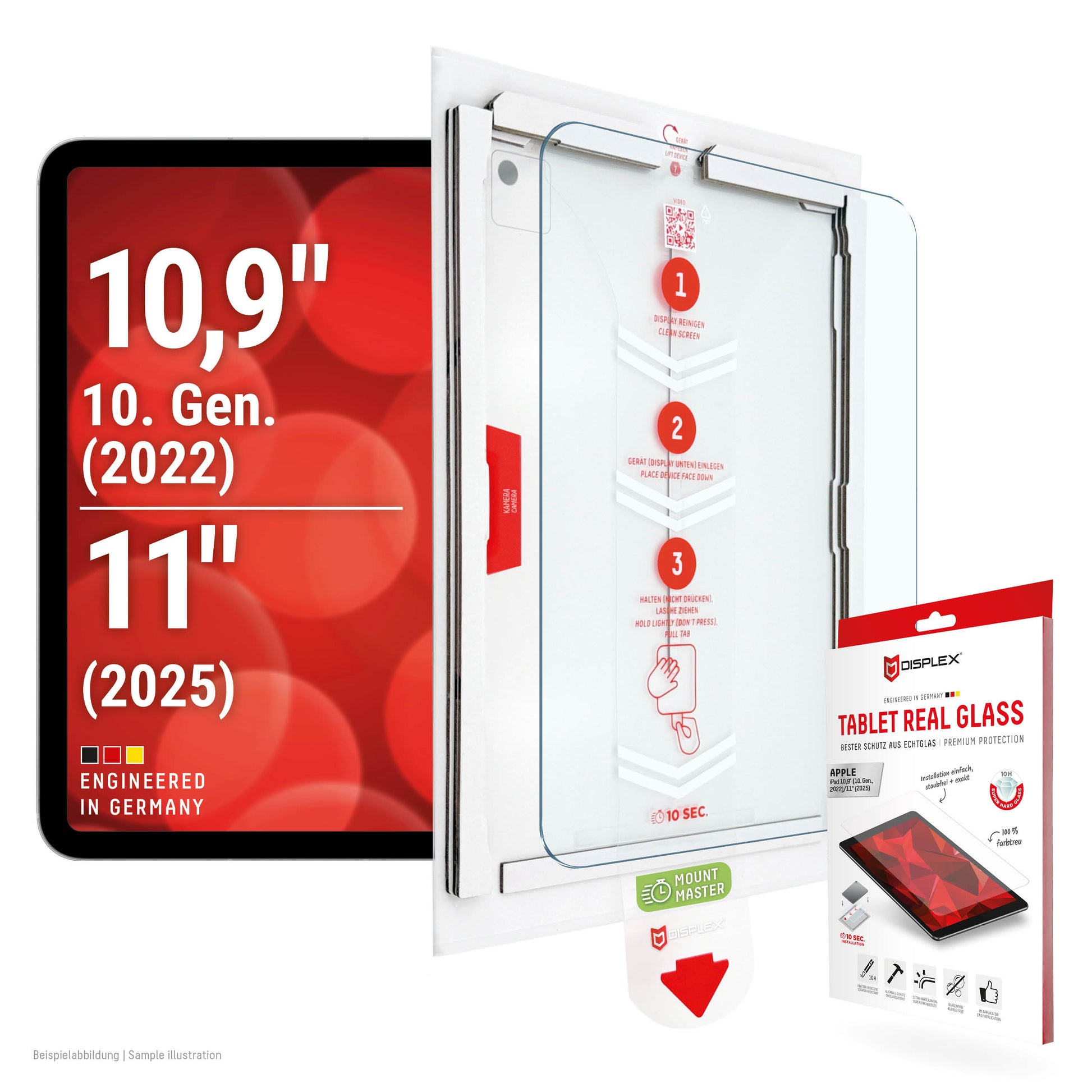 Displex Panzerglas für iPad 10,9" (10. Gen.) / iPad 11" (2025) – 10H, kratzresistent