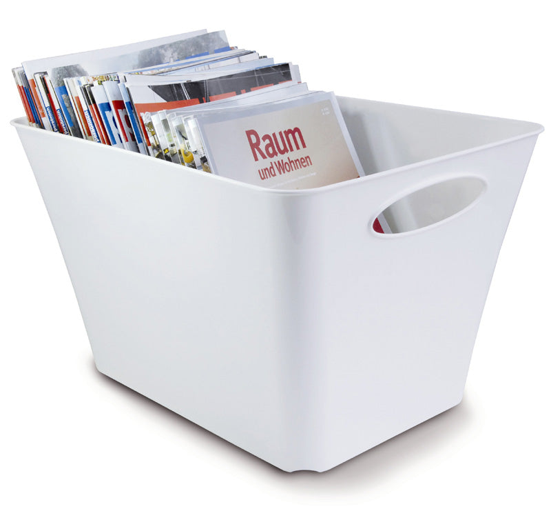 Rotho Living Aufbewahrungskorb 44 l – Kunststoff – Weiss – stapelbar, mit Tragegriff – 392 × 310 × 526 mm