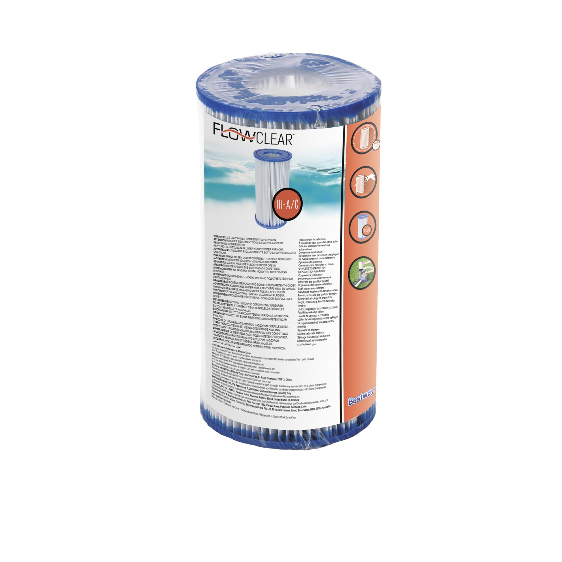 Bestway Filterkartusche Kartuschenart VI – für Pumpe – Höhe 90 mm, Ø 80 mm, 1249 l/h – Blau/Weiss