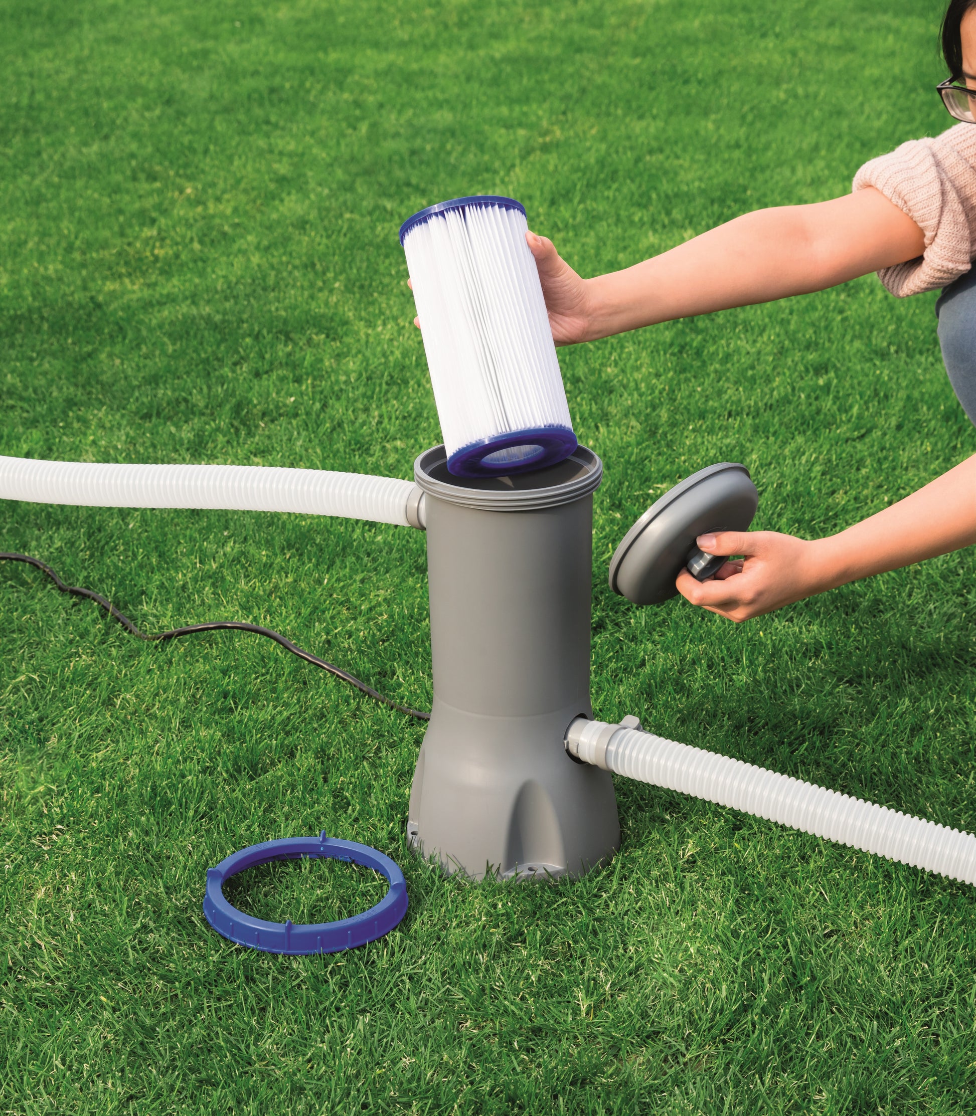 Bestway Filterkartusche Kartuschenart VI – für Pumpe – Höhe 90 mm, Ø 80 mm, 1249 l/h – Blau/Weiss