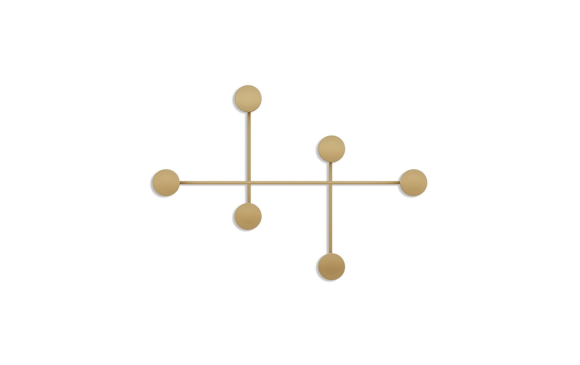 Wallxpert Wandgarderobe – 6 Haken, Stahl, Gold, 82 × 10 × 60 cm
