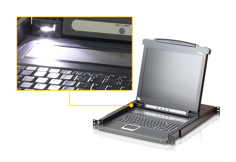 ATEN CL1000M-ATA-2XK07SGG – 17" Rack-LCD-Konsole – 1920 × 1200, 1-Port VGA KVM, PS/2, QWERTZ – 1U