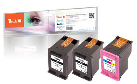 Peach 302XL Tintenpatronen-Multipack, Schwarz/Cyan/Magenta/Gelb (Kompatibel) – für HP DeskJet, Envy, OfficeJet