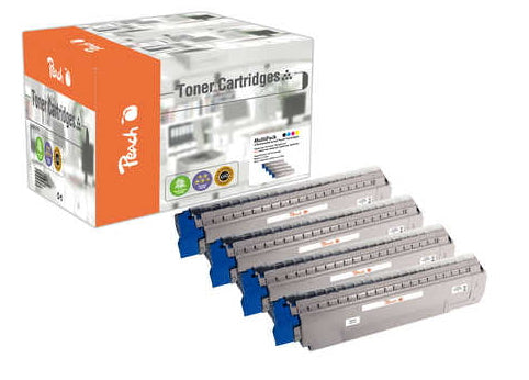 Peach Toner-Multipack – BK/C/M/Y, 10000 Seiten – für OKI MC 861 CDTN, MC 861 CDTN plus, MC 861 CDXN und andere