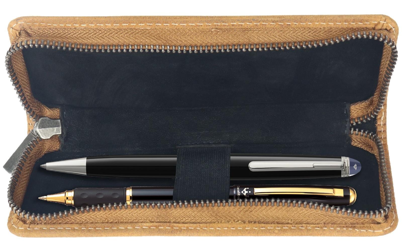 Alpenleder Etui, leer – braun/hellbraun – Wildleder