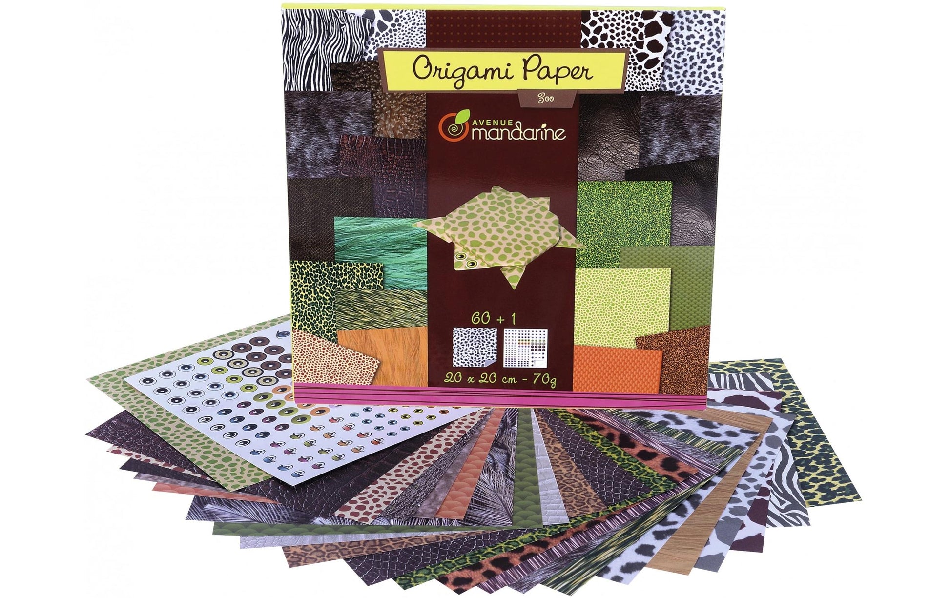 Avenue Mandarine Origami Papier – sortiert – 20 × 20 cm, 70 g/m², 60 Bogen