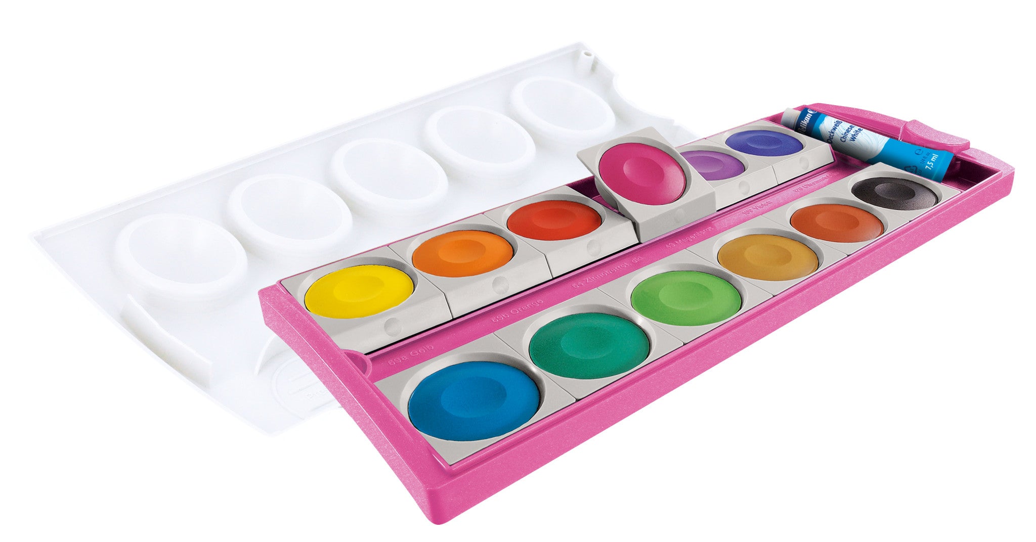 Pelikan K/12 Pink Deckfarbkasten – Glitzer – 12 Farben (inkl. Deckweiss)