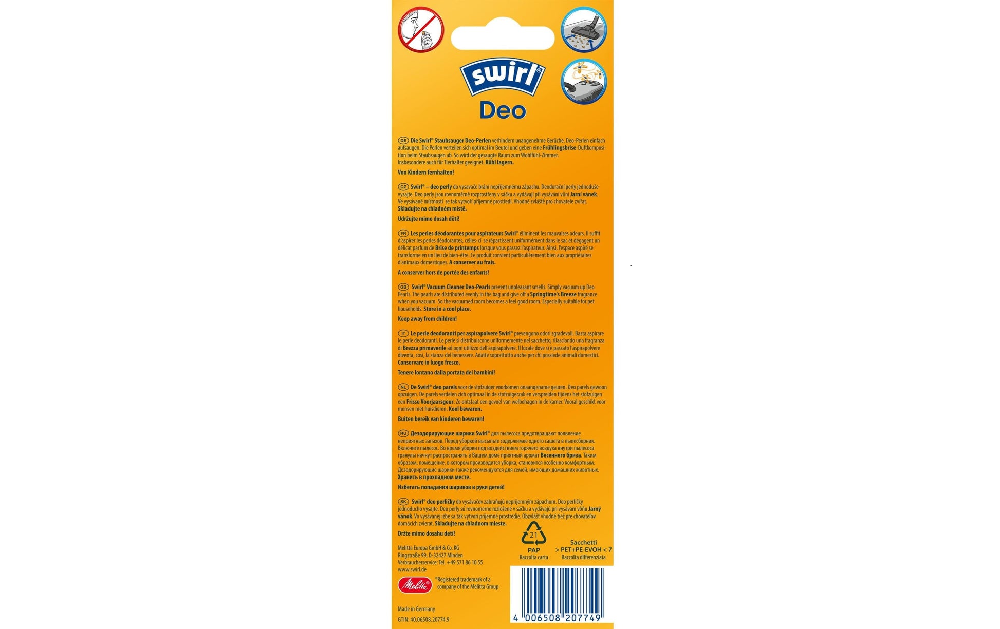 Swirl Deo-Perlen Fruchtige Frühlingsbrise – 1 Stück – für Staubsauger-Staubbeutel