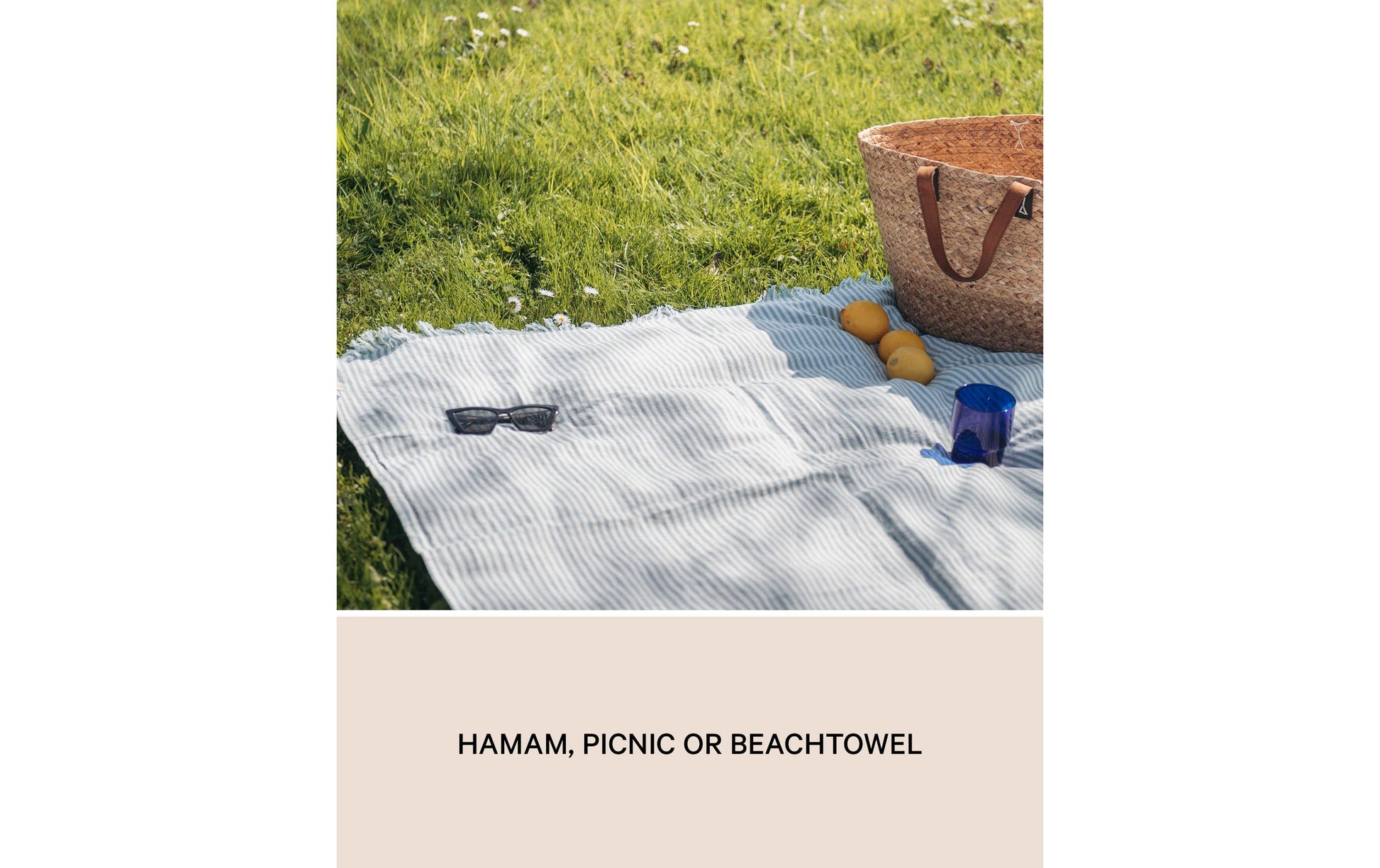 Esmée Hamam- und Strandtuch Sol – 100 × 190 cm, Blau/Weiss, 50% Baumwolle/50% Leinen, GOTS, OEKO-TEX