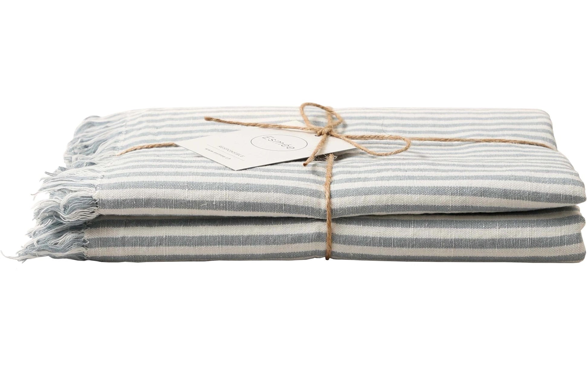 Esmée Hamam- und Strandtuch Sol – 100 × 190 cm, Blau/Weiss, 50% Baumwolle/50% Leinen, GOTS, OEKO-TEX