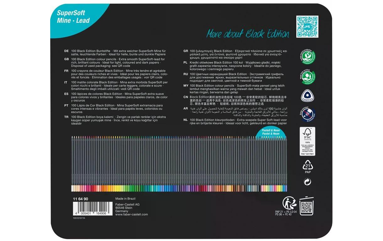 Faber-Castell Buntstifte – 100 Farben, im Metalletui, Ø 3 mm, dreikantig, FSC
