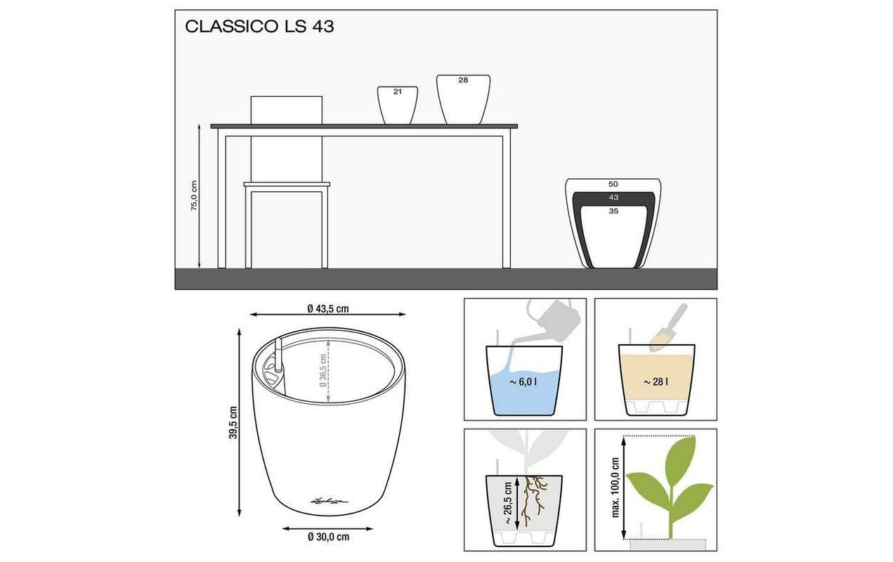 LECHUZA CLASSICO Color Pflanzentopf – Ø 43 × 39 cm, 33 l – Kunststoff & Recycling-Kunststoff, sandbraun