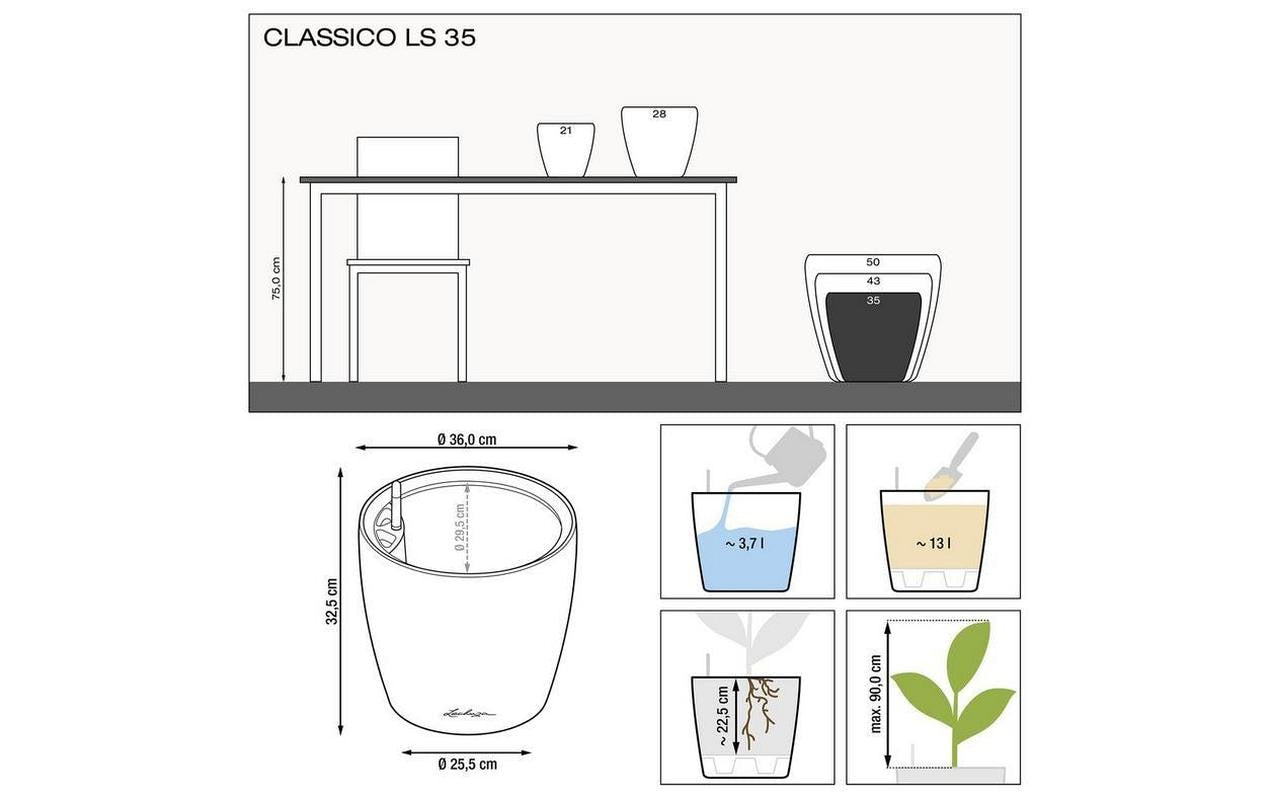 LECHUZA CLASSICO Color LS 35 Pflanzentopf – Ø 35 × 32 cm – Kunststoff, Muskat