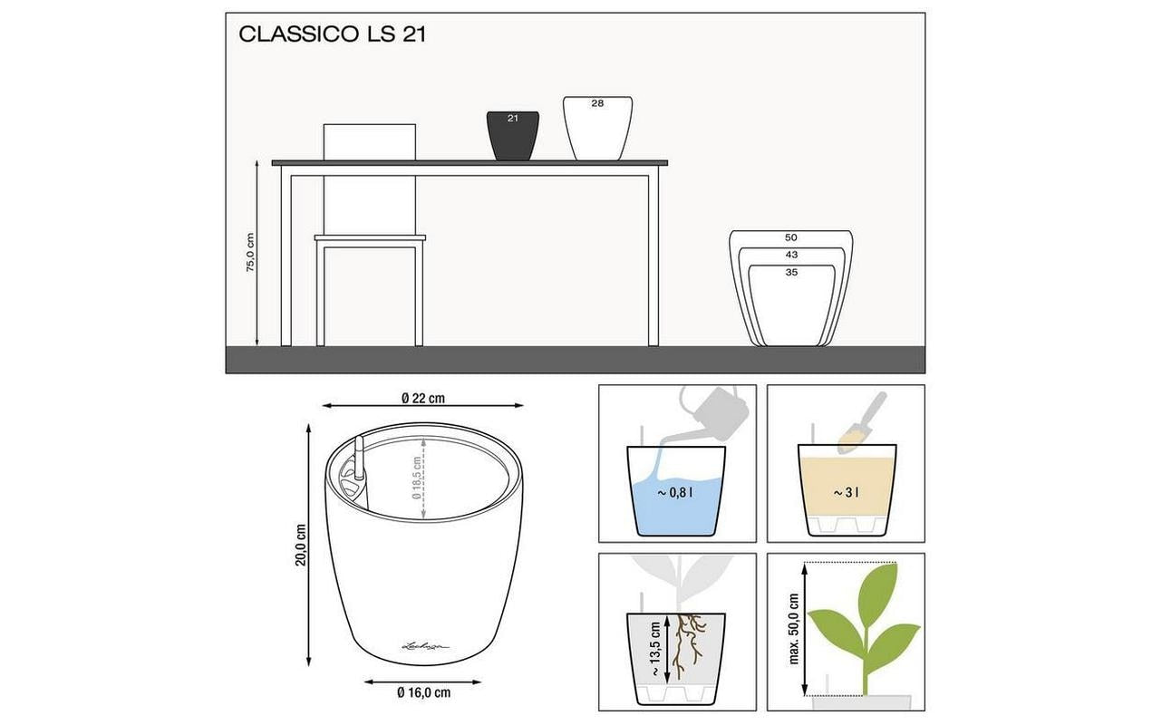 LECHUZA CLASSICO Color LS 21 Pflanzentopf – Ø 22 × 20 cm, 5 l – Kunststoff, sandbraun
