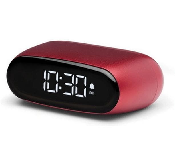 LEXON Minut Wecker – digital – 6,5 × 4,5 × 2,5 cm, dunkelrot, Aluminium, Schlummerfunktion, USB