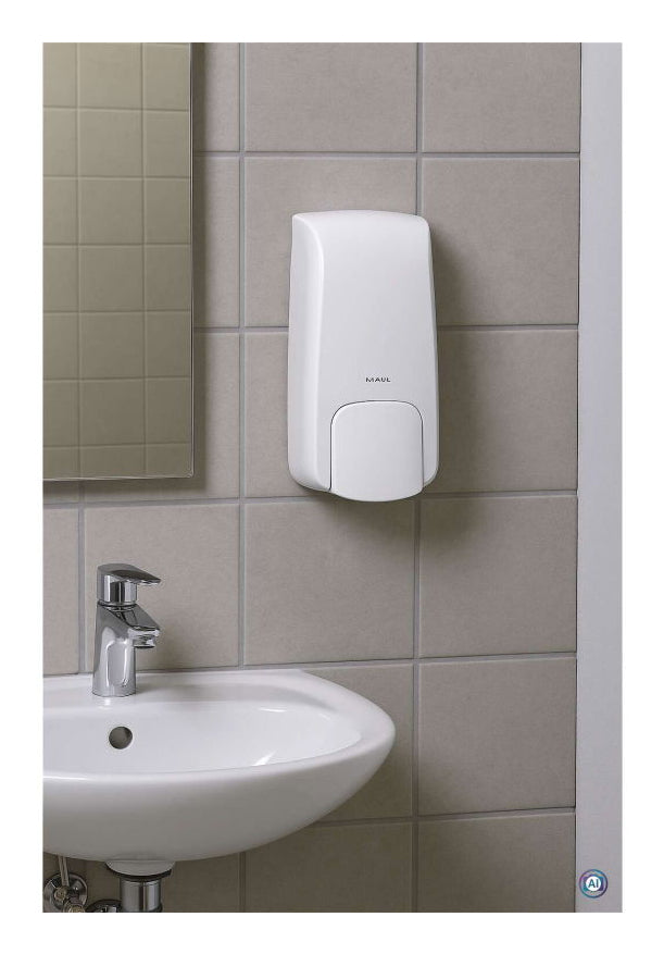Maul Maulcare Manueller Seifenspender – Wandmontage – 1000 ml, weiss, ABS