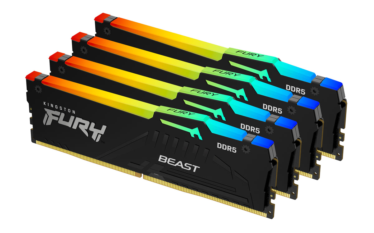 Kingston Technology Kingston FURY Beast – Arbeitsspeicher – 64 GB (4×16 GB), DDR5 5600 MT/s, CL40, DIMM, RGB, XMP