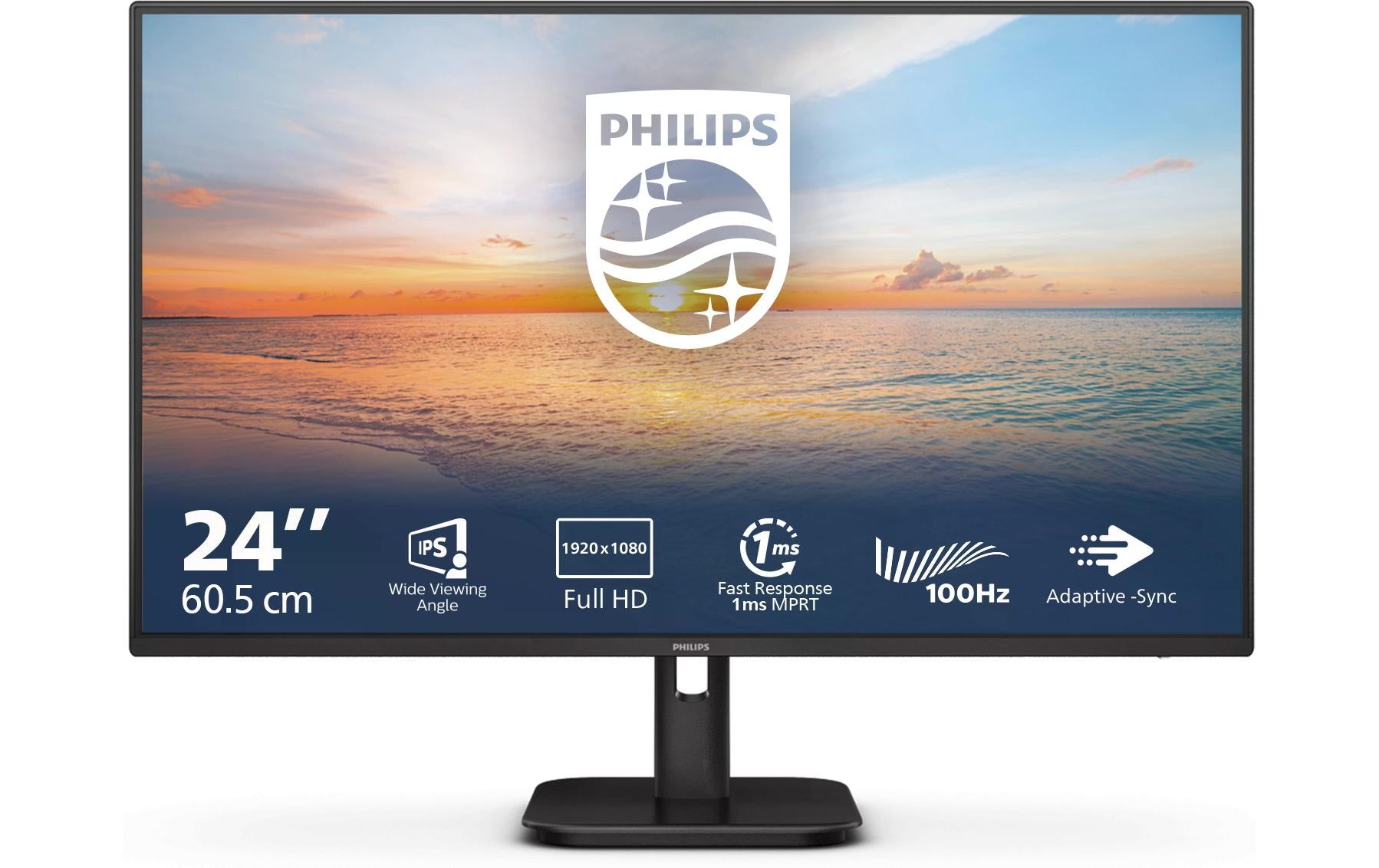 Philips 24E1N1100A/00 – Monitor, 23,8", 1920 × 1080 (Full HD), IPS, 100 Hz, 250 cd/m², VESA 100 × 100, Schwarz