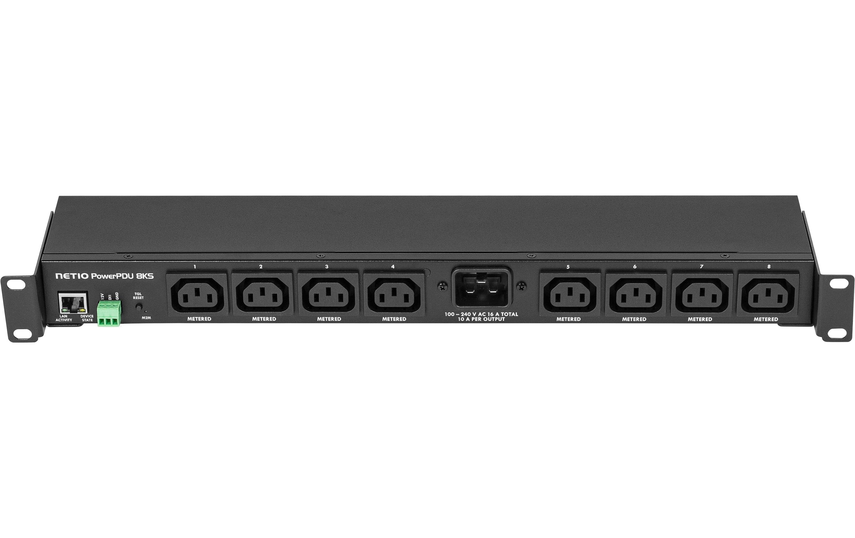 NETIO PowerPDU 8KS CH – Rack-PDU Metered, 8× IEC C13, Stecker C20, 19", mit Schalter