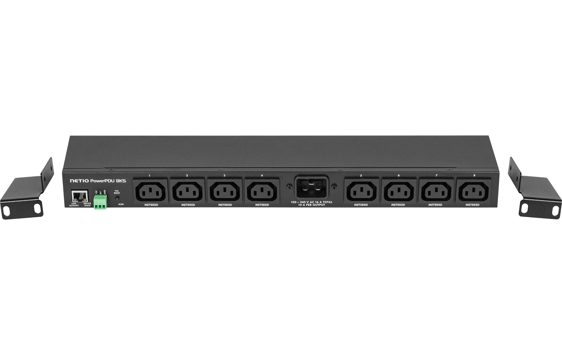 NETIO PowerPDU 8KS CH – Rack-PDU Metered, 8× IEC C13, Stecker C20, 19", mit Schalter