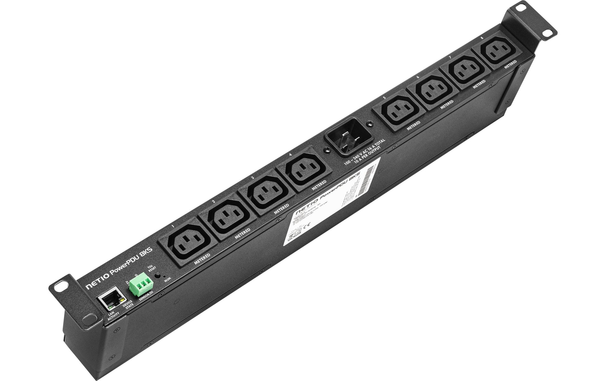 NETIO PowerPDU 8KS CH – Rack-PDU Metered, 8× IEC C13, Stecker C20, 19", mit Schalter