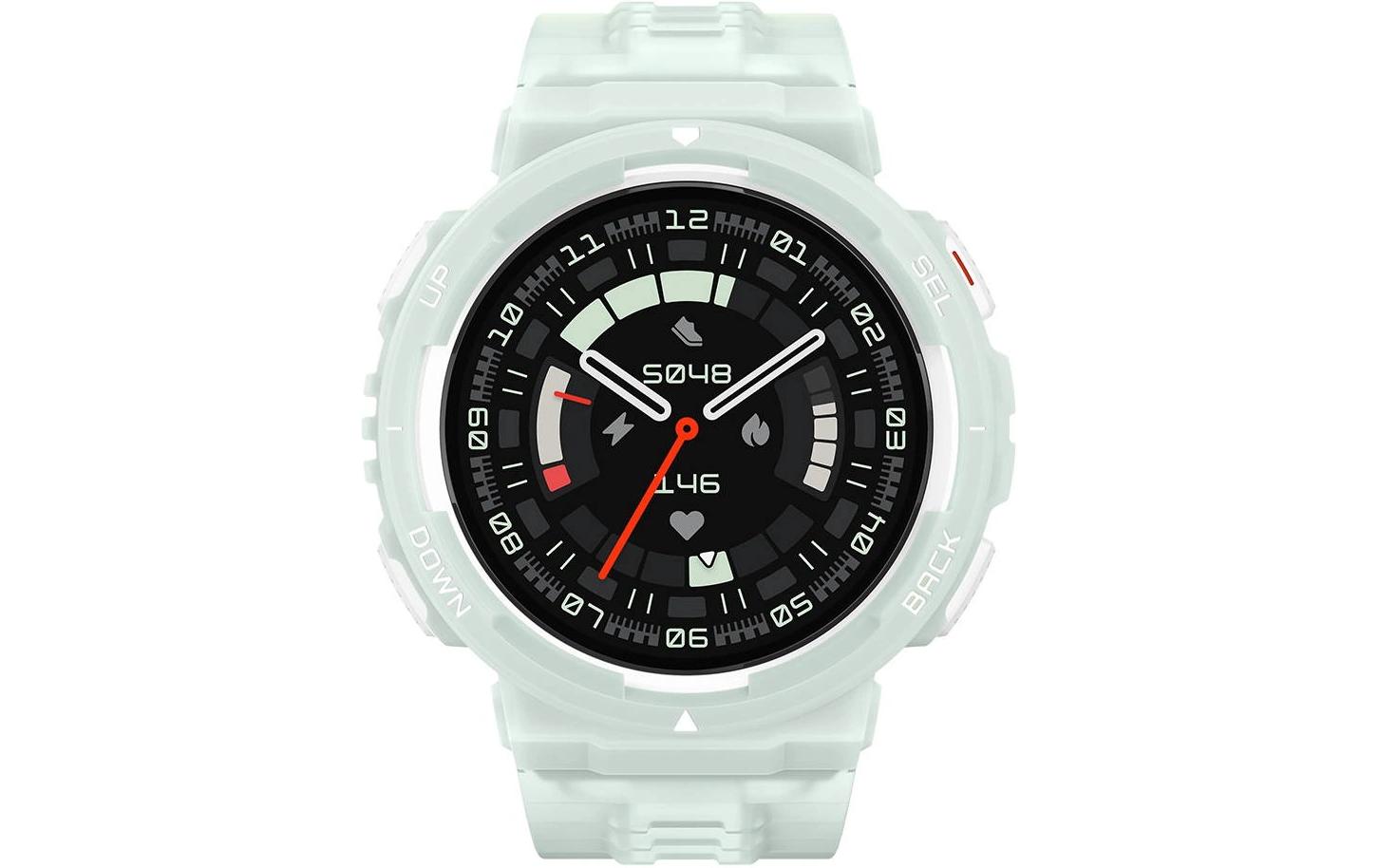Amazfit Active Edge – Smartwatch – 46,62 mm, 1,32", GPS, Bluetooth 5.2, TFT, 10 ATM, Mintgrün, TPU-Band