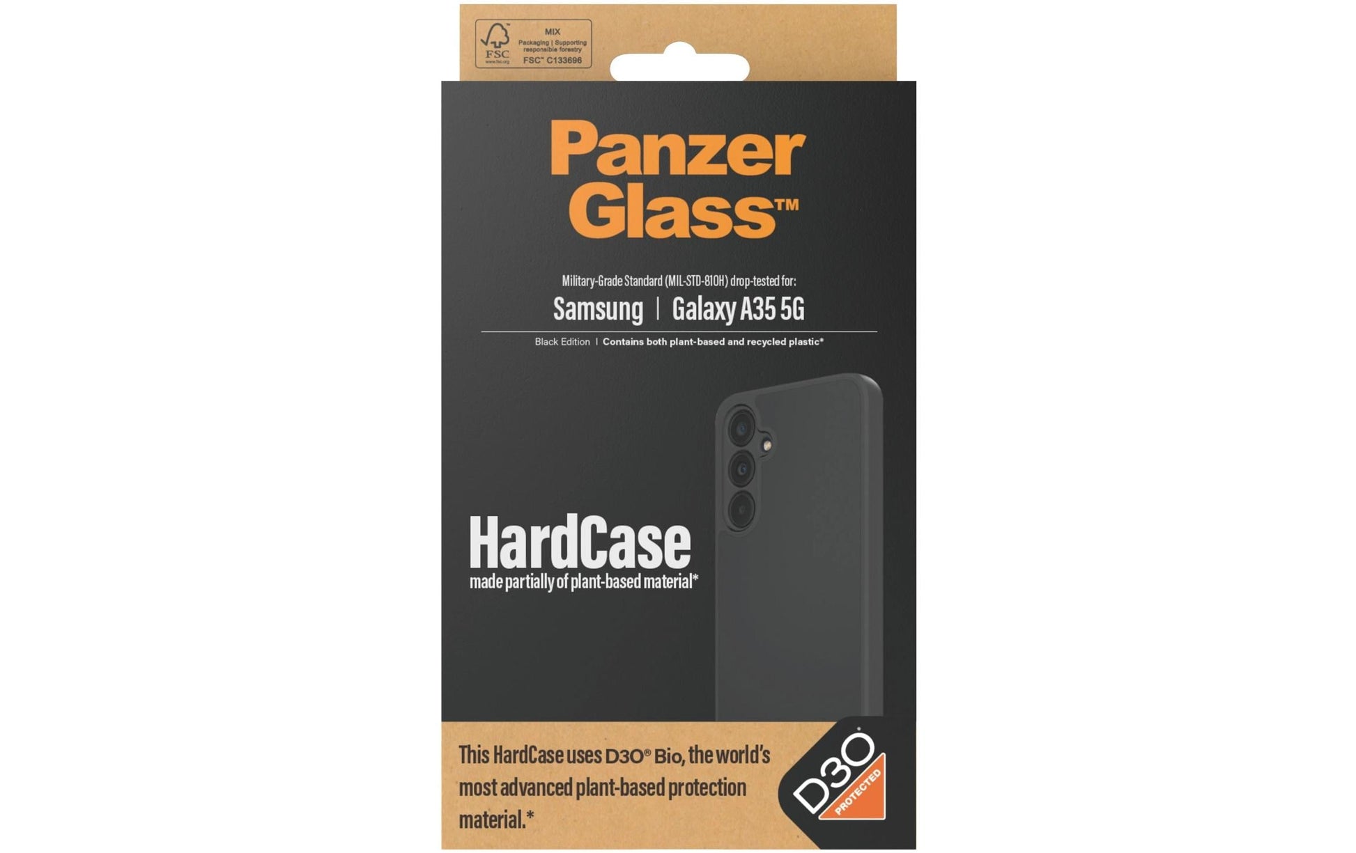 PanzerGlass HardCase D3O – Backcover – für Samsung Galaxy A35 5G, Recycling-Kunststoff, Schwarz